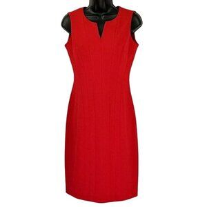 Calvin Klein Split Neck Sleeveless Red Sheath Dress Size 2